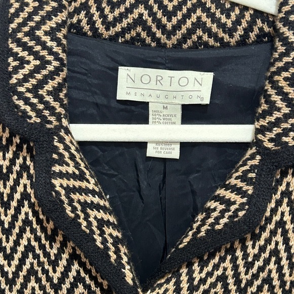 Norton Mcnaughton Womens Size M Chevron Button Down Sweater Jacket With Lining - Picture 3 of 7